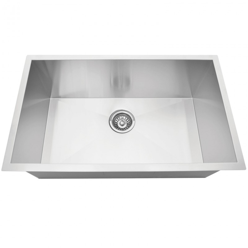 Stainless Steel Single Bowl Sink - 30" x 18" x 9" - Zero Radius