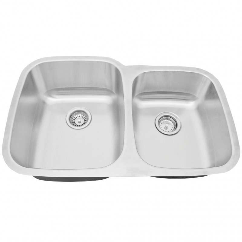 18GA 304 Stainless Steel Double Sink - 32" x 20" x 9"/7" - 60/40
